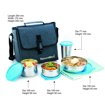 Picture of Signoraware Tote Bag steel Lunch Box Set 600ml + 1Pc 500ml + 1Pc 350ml + Tumbler 370ml 4 Containers Lunch Box  600 ml