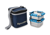 Picture of Signoraware Director Squarex Steel SMALL Lunch Box with 100% Steel lids and Bag 500ml+350ml Set of 2 Blue