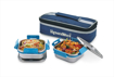 Picture of Signoraware Midday Squarex Steel Lunch Box with 100% Steel lids and Bag 350ml+350ml Set of 2 Blue