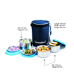 Picture of Signoraware Executive Twin Wall Medium Steel Lunch Box Set 350ml+260ml+260ml Blue 3 Containers Lunch Box 500 ml