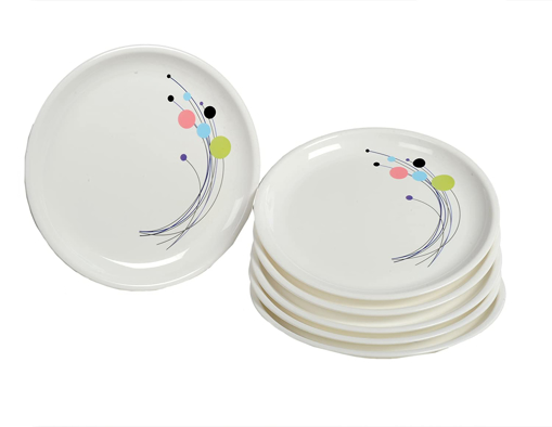 Picture of Signoraware Design 6 Round Full Plate Set Set of 6 White