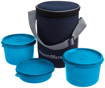 Picture of Signoraware Executive Lunch Box Medium with Bag 450 ml 180 ml Plastic Grocery Container  Pack of 3 Blue