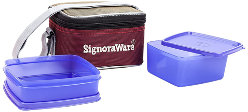 Picture of Signoraware Quick Carry Plastic Lunch Box with Bag Deep Violet