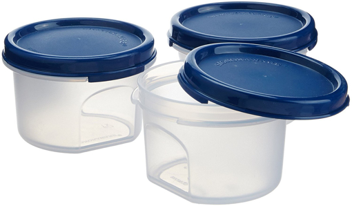 Signoraware Modular Round Plastic Container Set 200ml Set of 3 Mod Blue की तस्वीर