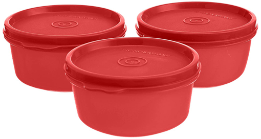 Signoraware Tiny Wonder Set of 3 Pcs  200 ml Plastic Fridge Container  Pack of 3 Red की तस्वीर