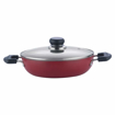 Picture of Vinod Zest NonStick Kadai with Glass Lid 2.8 litres Capacity 24 cm Diameter with Riveted Sturdy Handles 3 mm Thickness Red Induction and Gas Stove Compatible