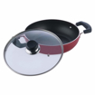 Picture of Vinod Zest NonStick Kadai with Glass Lid 2.8 litres Capacity 24 cm Diameter with Riveted Sturdy Handles 3 mm Thickness Red Induction and Gas Stove Compatible