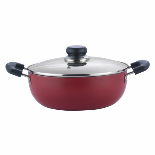 Picture of Vinod Zest Non-Stick Deep Kadai with Glass Lid 22 cm 2.6 Ltr Induction Friendly Kadhai 22 cm diameter with Lid 4.1 L capacity  Aluminium Non stick Induction Bottom