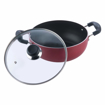 Vinod Zest Non-Stick Deep Kadai with Glass Lid 22 cm 2.6 Ltr Induction Friendly Kadhai 22 cm diameter with Lid 4.1 L capacity  Aluminium Non stick Induction Bottom की तस्वीर