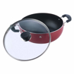 Picture of Vinod Zest Non Stick Deep Kadai with Glass Lid Kadhai 26 cm diameter with Lid 4.1 L capacity  Aluminium Non stick Induction Bottom