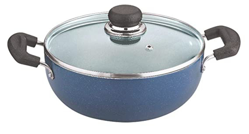 Vinod Deep Kadai  ZNKL 22cm with Glass Lid Kadhai 22 cm diameter with Lid 2.6 L capacity  (Aluminium, Non-stick)