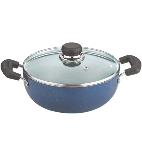 Vinod 26 cm Deep Kadhai with Lid Kadhai ZNKL 26 cm diameter with Lid 4.1 L capacity  (Aluminium, Non-stick)