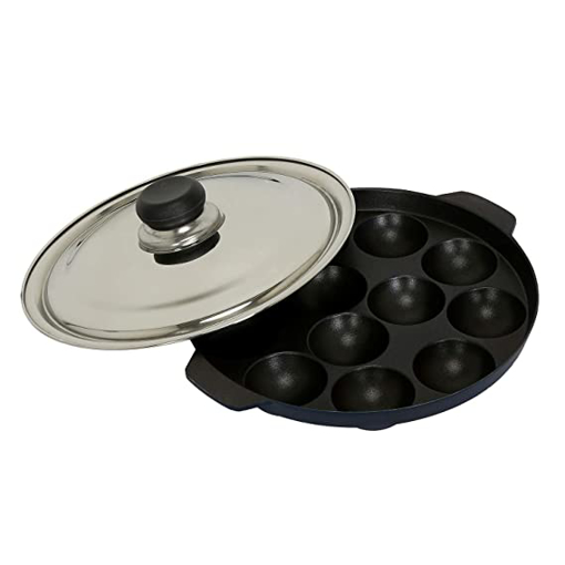 Vinod ZRPAN Round Paniarakkal with Lid 1 L capacity 26 cm diameter  (Aluminium, Non-stick)