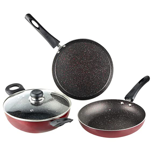 Vinod  3SUP 3 Pcs Supreme Non-Stick Induction Bottom Cookware Set  (Aluminium, 3 - Piece)