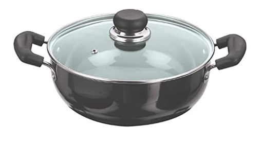 Vinod IHADK24 Black Pearl Plus Deep Kadhai 24 cm diameter with Lid 3.1 L capacity  (Hard Anodised, Induction Bottom)