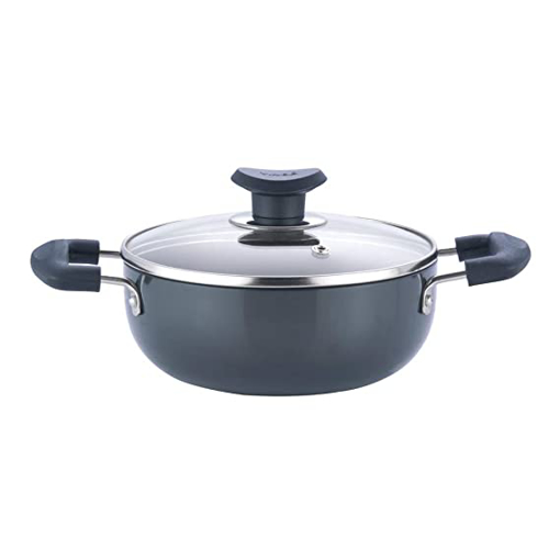 Vinod HADK34 Black Pearl Deep Kadhai 34 cm diameter with Lid 9.5 L capacity  (Hard Anodised, Non-stick)