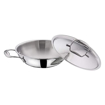 Vinod  platinum triply Kadhai PTKD22 cm diameter with Lid 1.8 L capacity  (Stainless Steel, Aluminium, Stainless Steel, Induction Bottom)