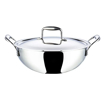 Vinod Platinum Triply Induction Friendly Stainless Steel Kadhai PTKD24 cm diameter with Lid 2.5 L capacity  (Stainless Steel, Aluminium, Induction Bottom)