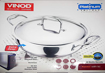 Vinod PTKD26 Cookware Platinum Triply Induction Friendly Stainless Steel Kadai With Lid - 26Cm/3.2Ltr Platinum Kadai With Lid Kadhai 26 cm diameter with Lid 3.2 L capacity  (Steel, Induction Bottom)