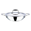 Vinod PTKD28 Platium Stainless Steel Induction Bottom Lid Kadhai 28 cm diameter with Lid 3.7 L capacity  (Stainless Steel, Induction Bottom)