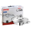 Vinod PTKD28 Platium Stainless Steel Induction Bottom Lid Kadhai 28 cm diameter with Lid 3.7 L capacity  (Stainless Steel, Induction Bottom)