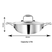 Vinod PTKD28 Platium Stainless Steel Induction Bottom Lid Kadhai 28 cm diameter with Lid 3.7 L capacity  (Stainless Steel, Induction Bottom)