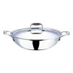 Vinod Platinum Triply Kadhai PTKD32 cm diameter with Lid 3.7 L capacity  (Stainless Steel, Induction Bottom)