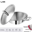 Vinod Platinum Triply Kadhai PTKD32 cm diameter with Lid 3.7 L capacity  (Stainless Steel, Induction Bottom)