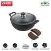 Picture of Vinod Legacy Pre-Seasoned Cast Iron Kadai with Lid 4.3 L Capacity (26 cm Diameter) - Induction and Gas Stove Friendly, Black