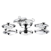 Picture of Vinod Stainless Steel 7 pcs Deluxe Multi Kadai (Induction Friendly) with Stainless Steel lid, 2 idli Plates, 2 dhokla Plates, 1 patra Plate and 1 Mini idli Plate Kadhai 24 cm diameter with Lid 5 L capacity  (Stainless Steel, Induction Bottom)