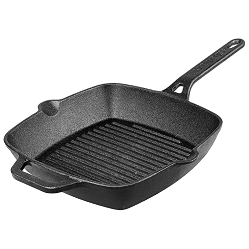 Picture of Vinod Legacy Pre-Seasoned Cast Iron Fry pan Grill Pan, 24 cm,Induction Friendly,Black, 1 Piece