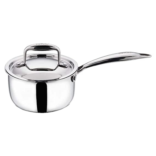 Vinod PSP18 Cm Platium Saucepan With Lid Sauce Pan 18 cm diameter with Lid 2.25 L capacity  (Stainless Steel, Induction Bottom)