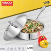 Vinod PTDF20 Platinum Triply Stainless Steel Deep Frypan with Lid- 20 cm (Induction Friendly) Fry Pan 20 cm diameter with Lid 1.5 L capacity  (Stainless Steel, Non-stick, Induction Bottom)