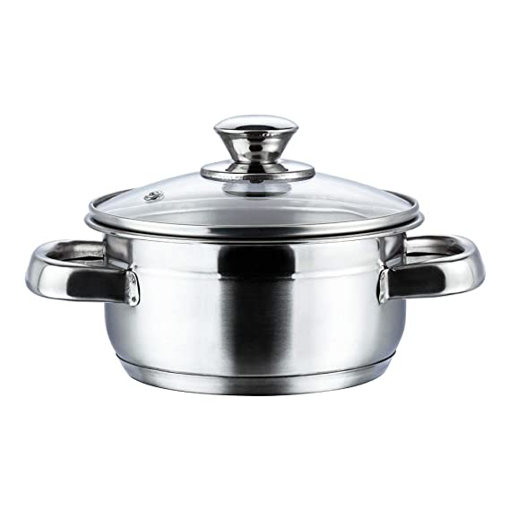 Vinod BMSO14 Bremen Capsule Bottom Pot 14 cm diameter 1 L capacity with Lid  (Stainless Steel)