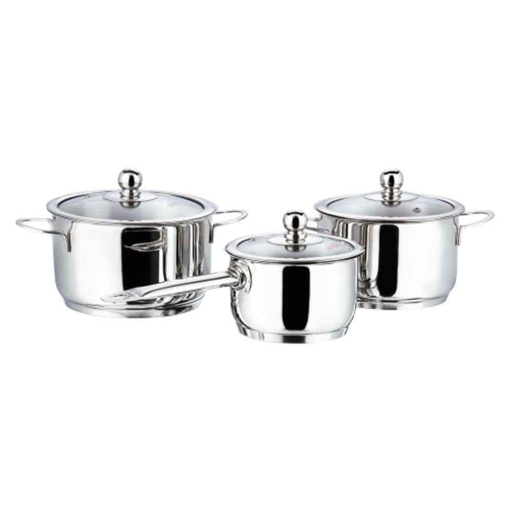 Vinod 3TYC Stainless Steel Induction Friendly Tuscany 3 Pcs Induction Bottom Cookware Set  (Stainless Steel, 3 - Piece)