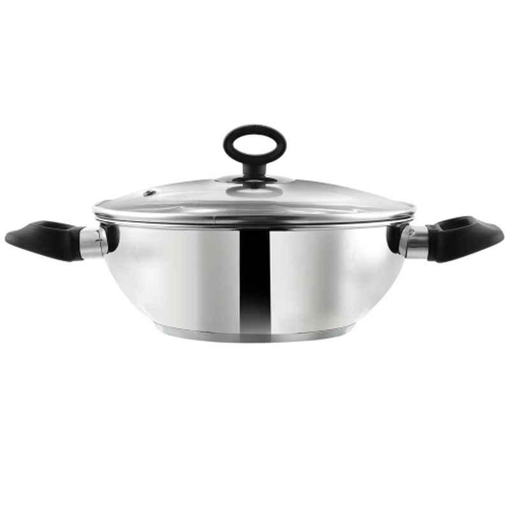 Vinod IKDX18 Cookware Deluxe Stainless Steel Induction Bottom Kadai with Glass Lid, 1.2 Ltr Kadhai 18 cm diameter with Lid 1.2 L capacity  (Stainless Steel, Induction Bottom)