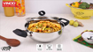 Vinod IKDX20 Deluxe Kadai with Lid 20 cm- 1.5 LTR Kadhai 20 cm diameter with Lid 2.4 L capacity  (Stainless Steel, Induction Bottom)