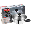 Vinod IKDX20 Deluxe Kadai with Lid 20 cm- 1.5 LTR Kadhai 20 cm diameter with Lid 2.4 L capacity  (Stainless Steel, Induction Bottom)