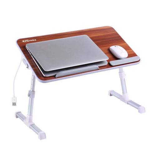 Portronics Laptop Cooling Stand Wood Portable Laptop Table Finish Color Brown DIY Do It Yourself की तस्वीर