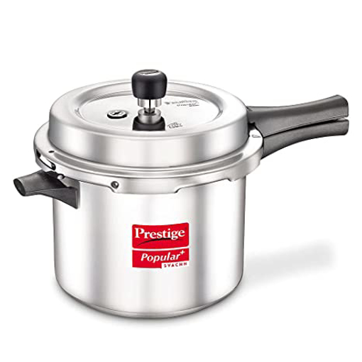 Picture of Prestige Popular Plus Svachh Virgin Aluminium Spillage Control Outer Lid Pressure Cooker, 5 L (Silver)