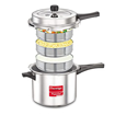 Picture of Prestige Popular Plus Svachh Virgin Aluminium Spillage Control Outer Lid Pressure Cooker, 5 L (Silver)