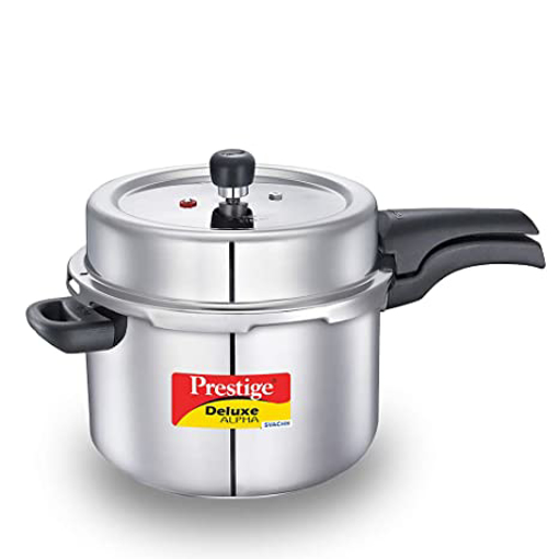 Prestige Svachh Deluxe Alpha 8 L Cooker with Suitable KenBerry SS Cooker Separator 8 L Induction Bottom Pressure Cooker  (Stainless Steel) की तस्वीर