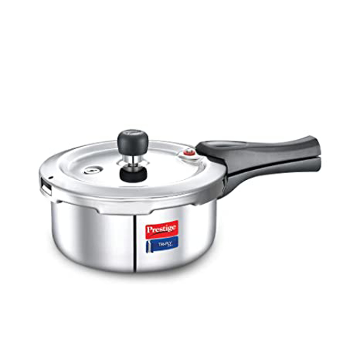 Prestige Svachh Triply Outer Lid Pressure Cooker with Unique Deep Lid for Spillage Control, 2 Litre, Silver, 304 Stainless Steel Inner Surface, Thick Gauge Aluminium की तस्वीर