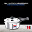 Picture of Prestige Svachh Triply Outer Lid Pressure Cooker with Unique Deep Lid for Spillage Control, 2 Litre, Silver, 304 Stainless Steel Inner Surface, Thick Gauge Aluminium