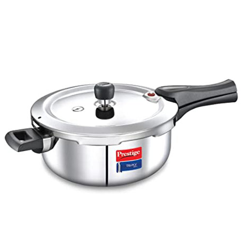 Picture of Prestige Svachh Triply Outer Lid Pressure Cooker with Unique Deep Lid, 3Litre, Silver, Stainless Steel, Aluminium
