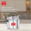 Picture of Prestige Nakshatra Plus Svachh Aluminium Inner Lid Pressure Cooker with Unique Deep Lid which Controls Spillage, 6.5 Litre, Silver