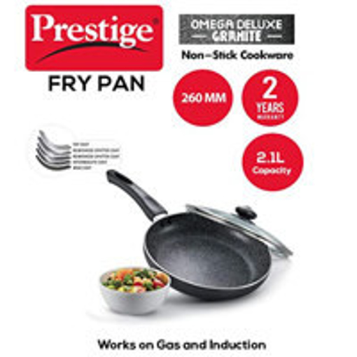 Picture of Prestige Omega Deluxe Granite Fry Pan 26 cm diameter with Lid 2.1 L capacity  (Aluminium, Non-stick, Induction Bottom)