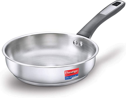 Picture of Prestige Platina Popular Fry Pan 22 cm diameter 1.9 L capacity  (Stainless Steel, Induction Bottom)