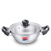 Picture of Prestige Platina Popular Kadhai 20 cm diameter with Lid 1.5 L capacity  (Stainless Steel, Induction Bottom)