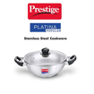 Picture of Prestige Platina Popular Kadhai 20 cm diameter with Lid 1.5 L capacity  (Stainless Steel, Induction Bottom)